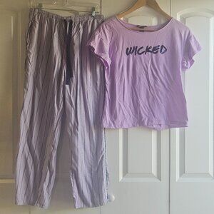 Victoria's Secret Women's Size M Pajamas Purple Wicked Stripes Matching Set